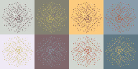 Elegant Symmetrical Mandala Patterns in Pastel Colors