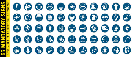 Collection of ISO Standard Mandatory Safety Signs
