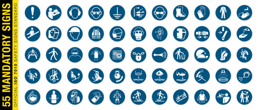 Collection of ISO Standard Mandatory Safety Signs