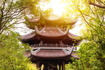 Bai Dinh pagoda in park, traditional asian architecture in Vietnam