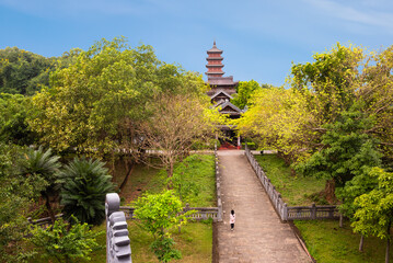 Bai Dinh pagoda in park, traditional asian architecture in Vietnam