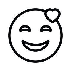 Obraz premium Happy face with heart symbols on eyes, concept icon of in love emoji