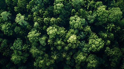 Naklejka premium Aerial view of green tropical forest. Top view of dense forest.