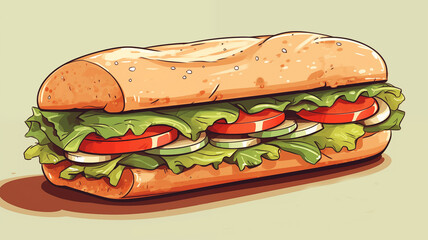 Hand drawn cartoon sandwich illustration
