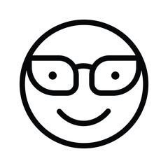 Glasses on emoji face showing concept icon of cool emoji, proud emoji