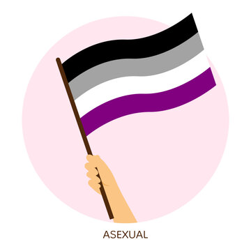 Hand holding asexual pride flag