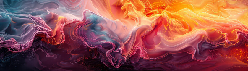 Obraz premium Close-up photo of colorful acrylic paint strokes creating an abstract, vibrant texture.