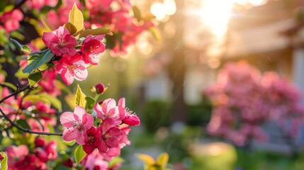 Pink Flowers Blooming in a Spring Garden