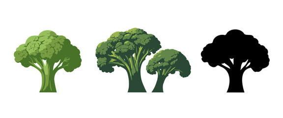  Broccoli Element Isolated, 
broccoli icon, silhouette.