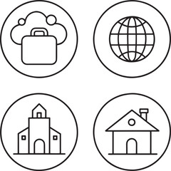 set of icon line art  style illustration black and white 