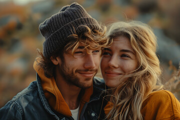 Fototapeta premium A man and a woman are smiling at the camera