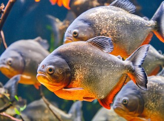 Piranha underwater closeup in  São Francisco River, Brazil wildlife in nature