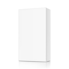 Realistic closed cardboard box mockup. Vector illustration isolated on white background. Taking your 2D designs into 3D. Can be use for medicine, food, cosmetic and other. EPS10.