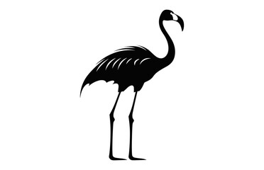Flamingo Silhouettes Vector art, Flamingo bird black Silhouette Clipart