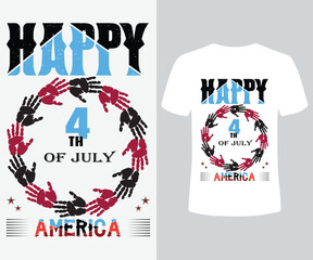 Hand t shirt design 4th of july typography 