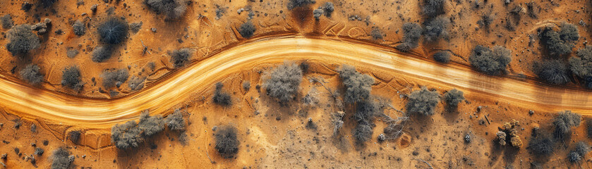 Top view aerial image from the drone of a stunningly beautiful desert