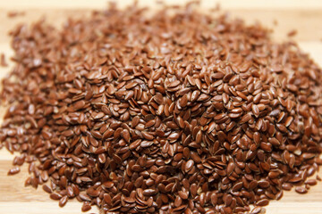 Lots of linen brown raw seeds made for cooking use.