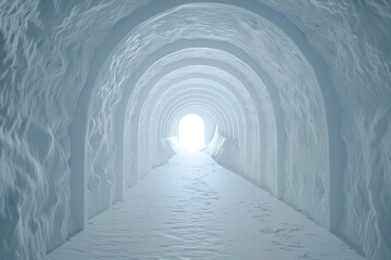 Surreal white tunnel, a gateway to the mysteries of the subconscious mind.