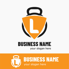 Initial Letter L with Kettlebell for Gym, Fitness, Pilates, Exercise Sport Business Logo Idea