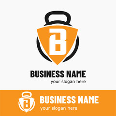 Initial Letter B with Kettlebell for Gym, Fitness, Pilates, Exercise Sport Business Logo Idea