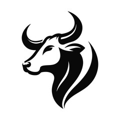 Black and white cow logo, icon, symbol, horn, bull, mammal animal