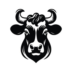 Black and white cow logo, icon, symbol, horn, bull, mammal animal