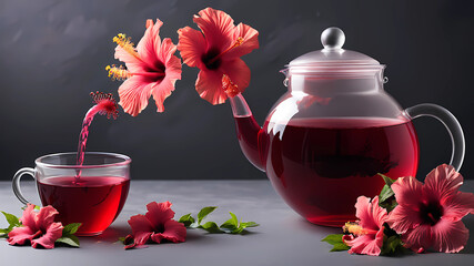 flower tea hibiscus tea hibiscus with copy space