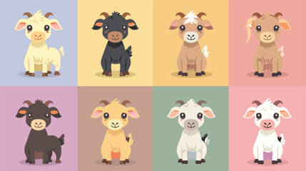 Cute goat cartoon vector set style vector design