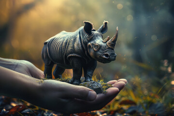 miniature Rhinoceros on hand