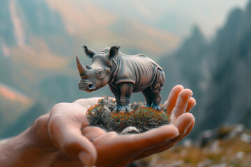 miniature Rhinoceros on hand