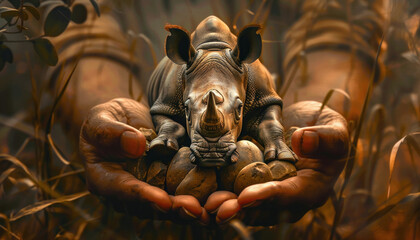 miniature Rhinoceros on hand