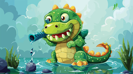 Cute kid crocodile costume with water gun style
