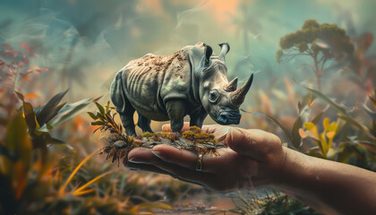 miniature Rhinoceros on hand