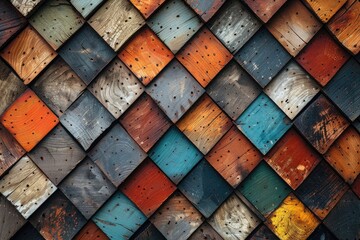 abstract wall of wooden tiles with a geometric pattern background wallpaper design images