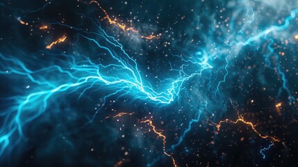 Close up of blue and yellow lightning, suitable for weather-related projects