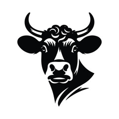 Black and white cow logo, icon, symbol, horn, bull, mammal animal