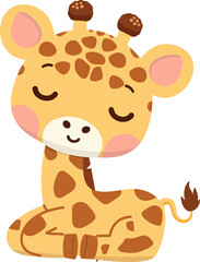 Cute Giraffe Sitting Vector Icon