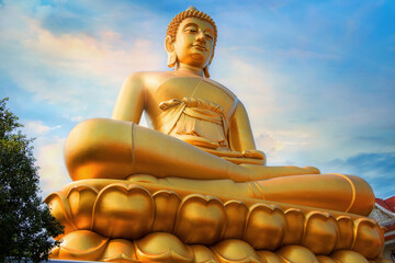 The Big Seated Buddha Statue (Buddha Dhammakaya Dhepmongkol) at Wat Paknam Phasi Charoen (temple)...