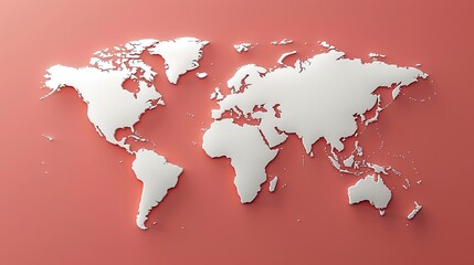 paper cut style world, red background