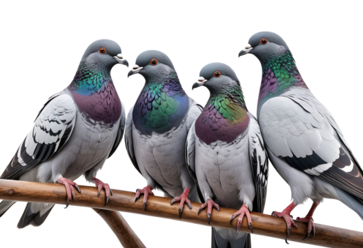 Peaceful Pigeons Resting on White on transparent background PNG file
