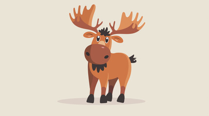 Cute Moose Cartoon flat vector style vector design