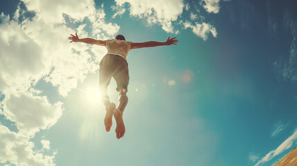 Welt Sprung Tag am 20. Juli Welttag des Springens Alt und jung springt in die Luft Personen in der Luft Generative AI