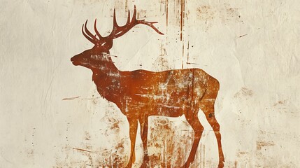 Side View of Deer Cervidae: Minimalist Art with White Background Copy Space