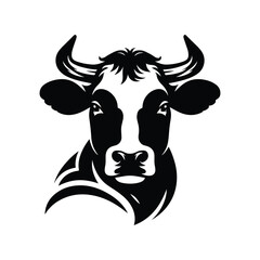 Black and white cow logo, icon, symbol, horn, bull, mammal animal