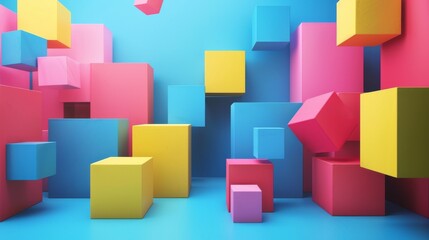 Obraz premium Colorful cubes on a geometric background in 3D