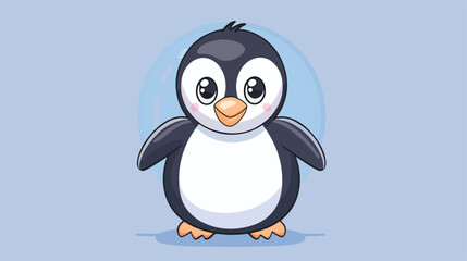 Cute Penguin cartoon icon isolate vector style
