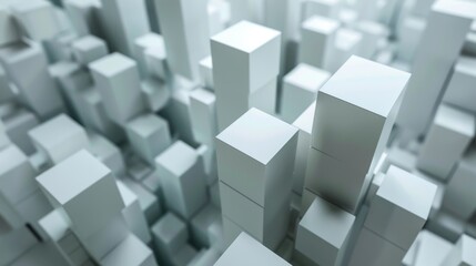 Motion design, 4k seamless looped animation, abstract 3D render with cubes on a white geometric background