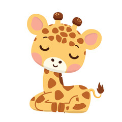 Cute Giraffe Sitting Vector Icon