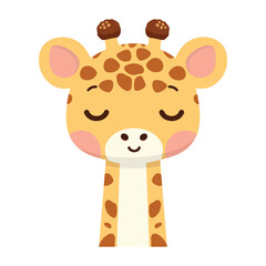 Cute giraffe head Cartoon flat