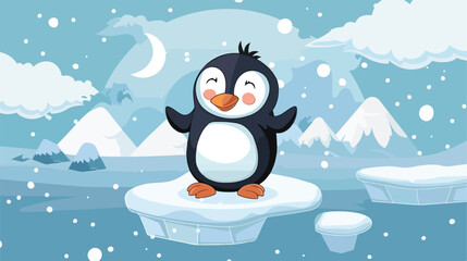 Cute penguin on ice floe vector style vector design